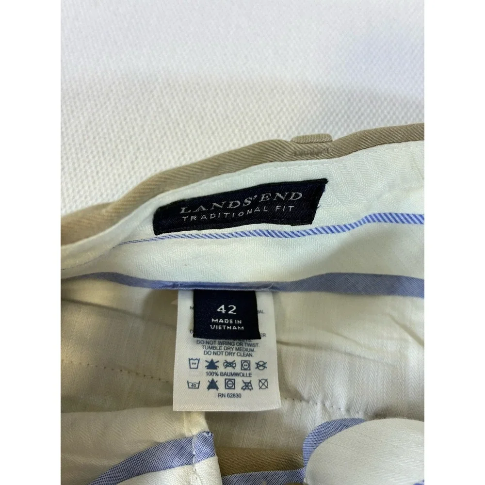 Lands' End Men's Traditional Fit‎ Khaki Chino Pants Size 42